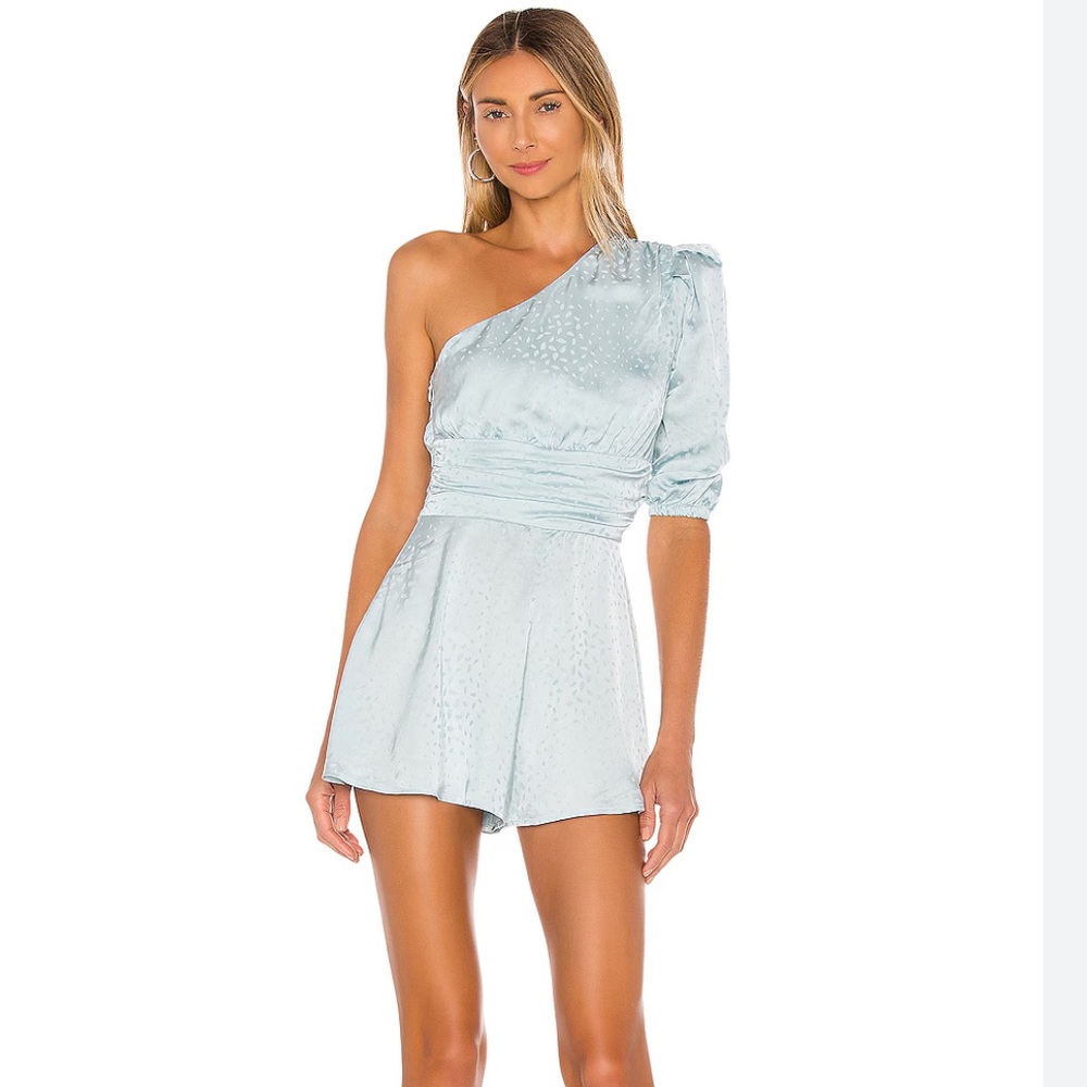 Revolve NBD Elegant Women's Light Blue silk romper